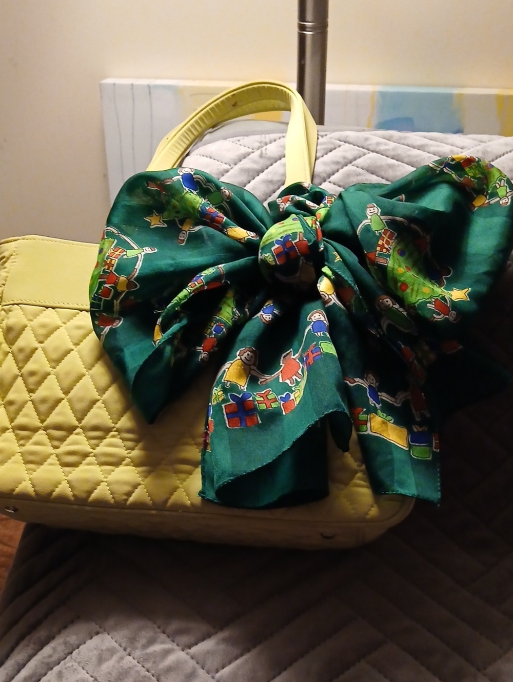 Lime Quilted Tote Bag With Scarf!